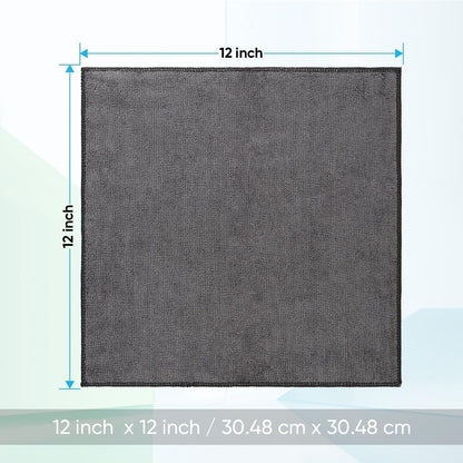 24 Pack, 12x12 Inch HOMEXCEL Microfiber Washcloths Highly Absorbent and Soft Face Towel, Multi-Purpose Grey Wash Cloths