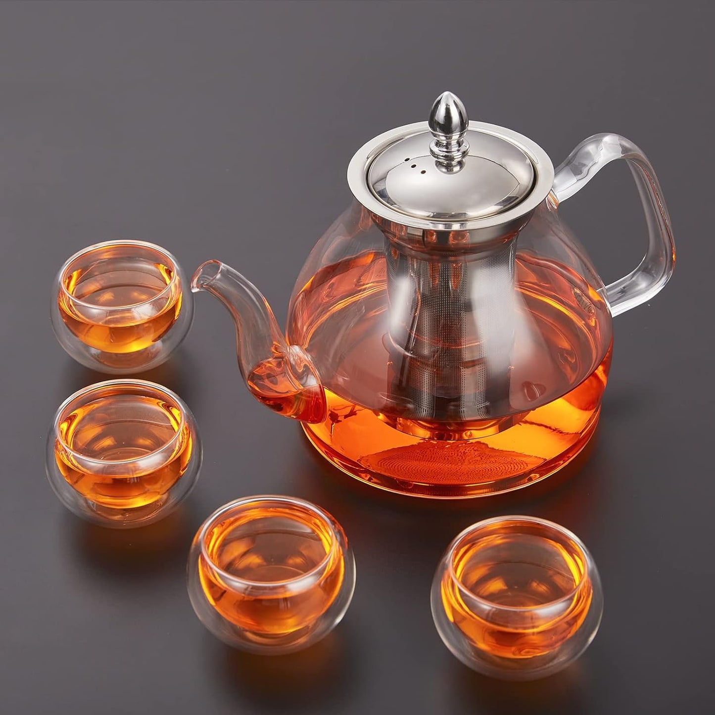 40oz Glass Teapot with Removable Stainless Steel Infuser for Blooming Tea & Loose Leaf Tea, Gift Box