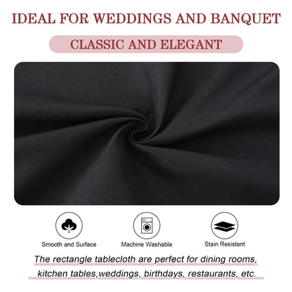 Mclisle 8 Pack Black Tablecloths 60 x 126 Inch Table Cloths for 8 Foot Rectangle Tables, Wrinkle Resistant Washable Polyester Fabric Rectangular Tablecloth for Buffet, Wedding, Party, Banquet