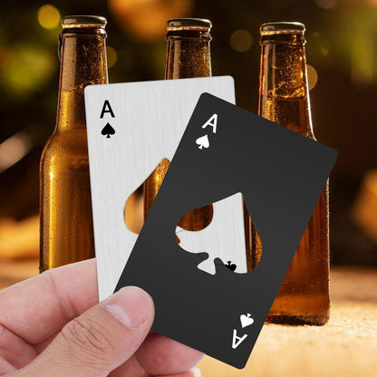 24Pcs Poker Card Bottle Opener, Stainless Steel Credit Card Size Bottle Opener for Wallet Pocket, Portable Metal Beer Bottles Can Cap Openers for Bar Wedding Birthday Party Silver/Black