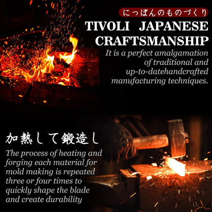 TIVOLI Hand-Forged Ulu Knife – Full Tang High Carbon Steel, Japanese-Inspired with Sheath & Gift Box, Mezzaluna Rocker Knife & Pizza Cutter for Kitchen, Camping&BBQ - Gifts for Mom