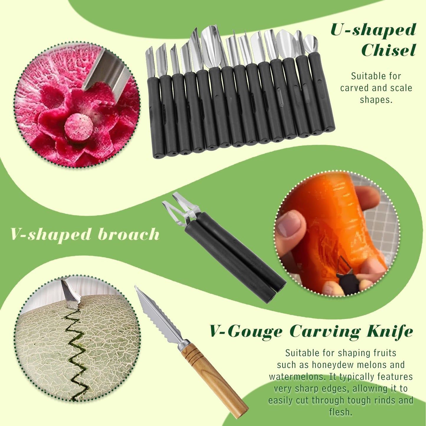 80-Piece Stainless Steel Fruit Carving Tools Set - Professional Watermelon Carving Knife Kit with Ergonomic Handles & Portable Case, Durable Fruit Cutting Tools for Culinary Arts, Sculpting, Peeling