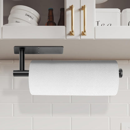 Under Cabinet Paper Towel Holder, Stainless Steel Wall Mount for Kitchen or Bathroom, Adhesive or Drill Mount (2 Pack)