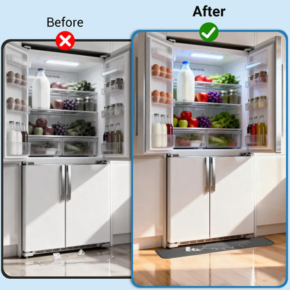 Refrigerator Floor Mat, Decent Silicone Mat in Front of Fridge, Appliance Floor Mat with Lip for Leak Catch and Floor Protect, Drip Tray for Fridge & Water Dispenser & Dishwasher - 37.4"x8.5", Grey