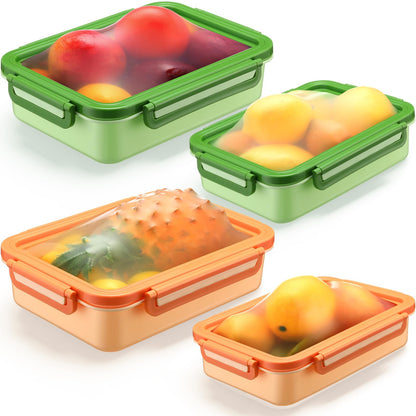 Reallnaive 4 Pcs Large Silicone Fruit Storage Box Anti-oxidation Avocado Saver Keeper Reusable Fridge Containers for Fruit Vegetable Tomatoes Garlic Lemons Potatoes Apples