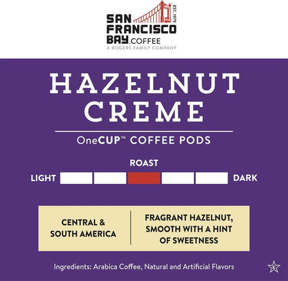 San Francisco Bay Compostable Coffee Pods - Hazelnut Crème (120 Ct) K Cup Compatible including Keurig 2.0, Flavored, Medium Roast
