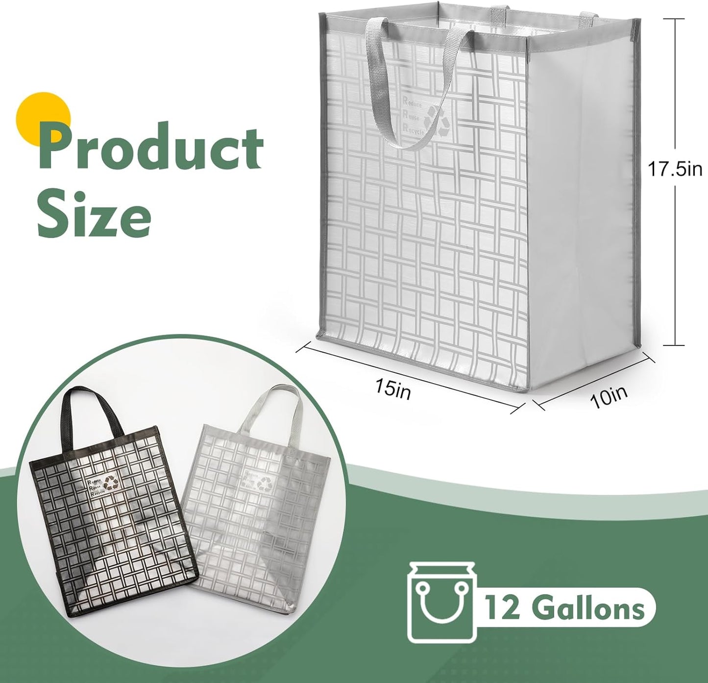 12 Set 2 Lily queen Recycle Bin Bags for Kitchen Home Trash Cans Sorting Bins Gallon
