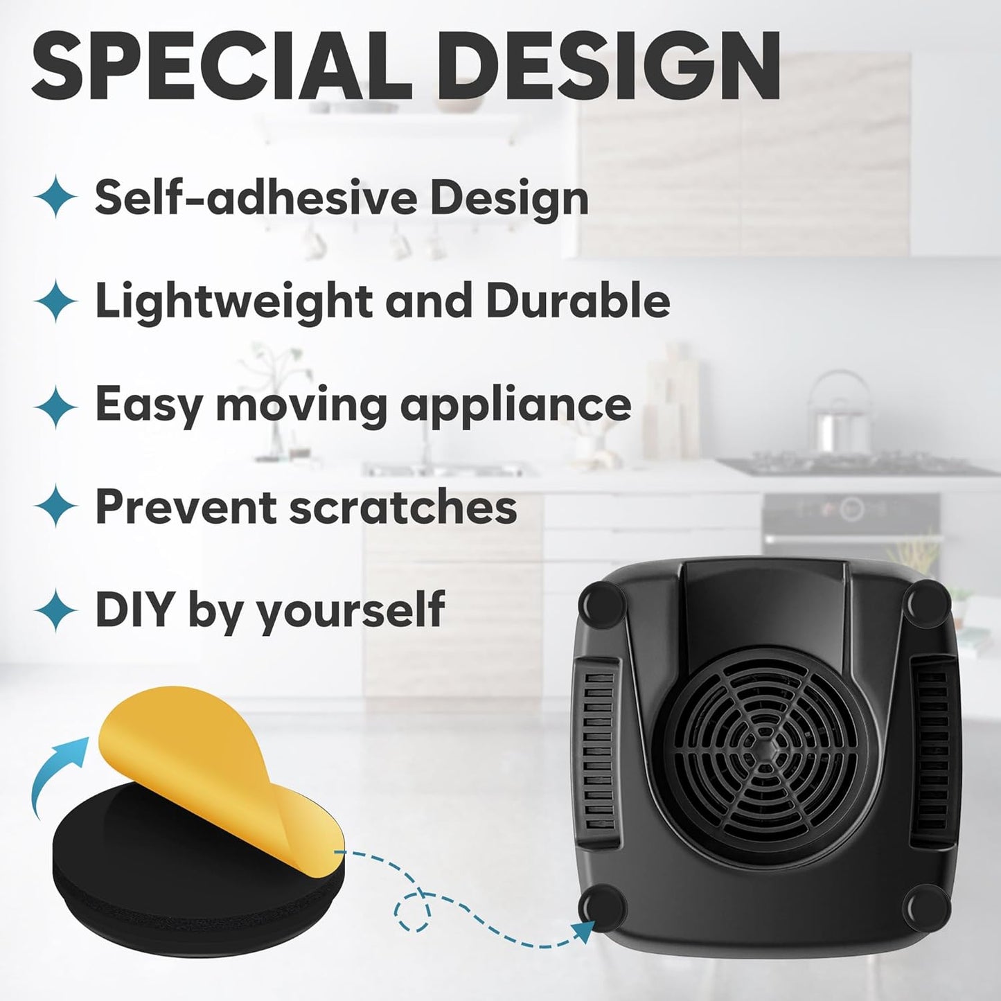Appliance Sliders for Kitchen: 24 PCS Self-Adhesive Accessories for Easy Moving & Space Saving Kitchen Gadgets