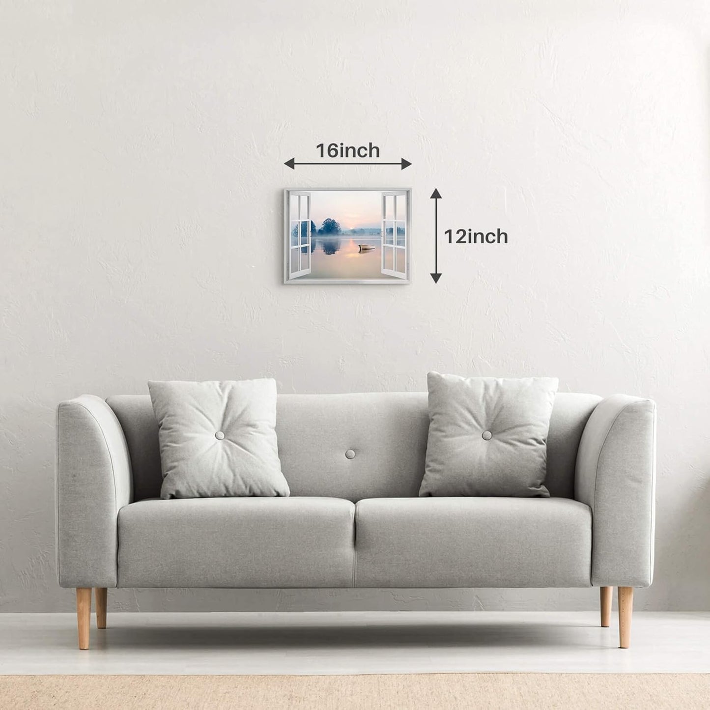 artopia Lake Mountain Wall Art, Canvas Picture of Sunrise and Sunset, Ideal Home Bedroom Decor, 16x12 inches