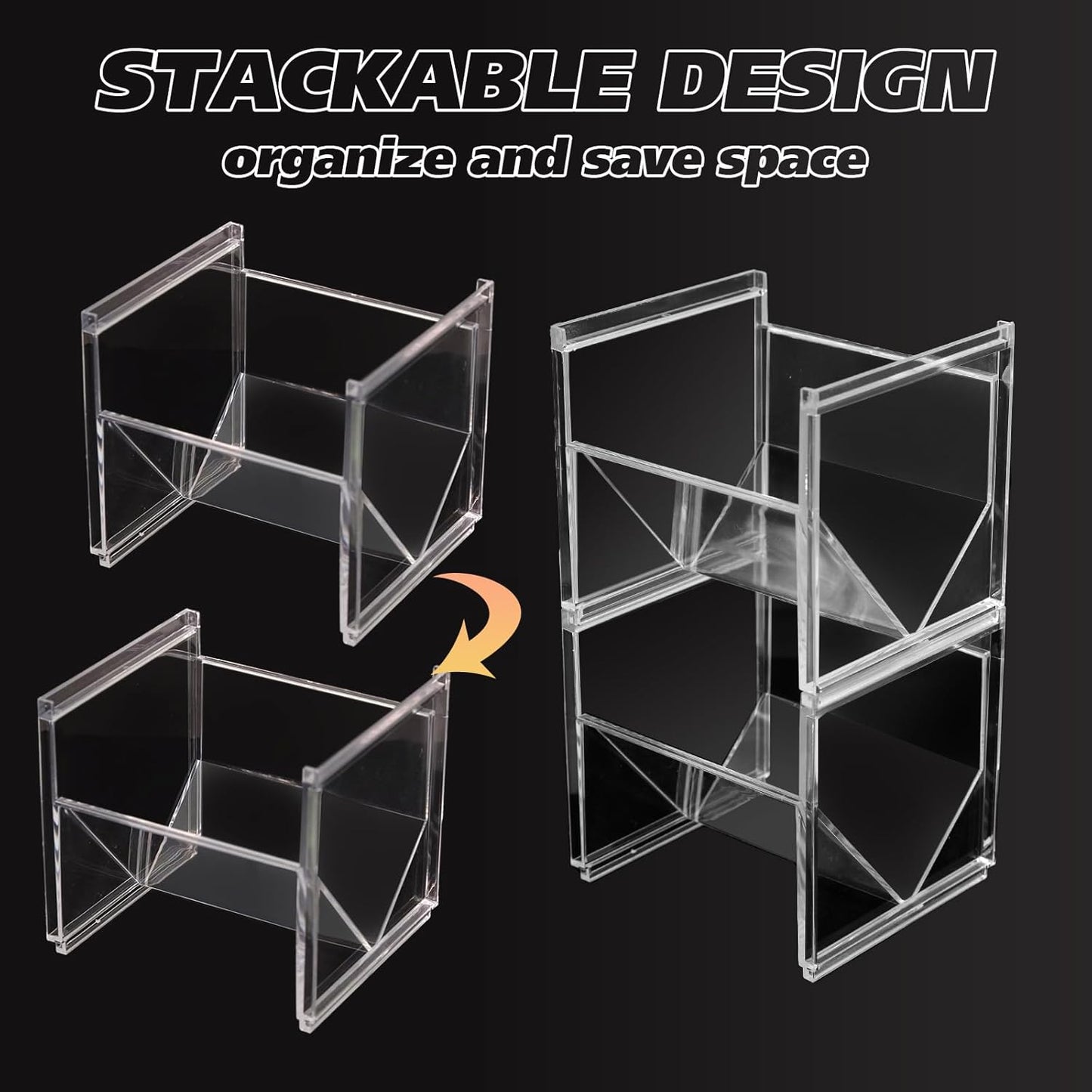 2Pcs Tea Bag Storage Organizer, Stackable Clear Plastic Holder for Drawer Countertop, Coffee Station