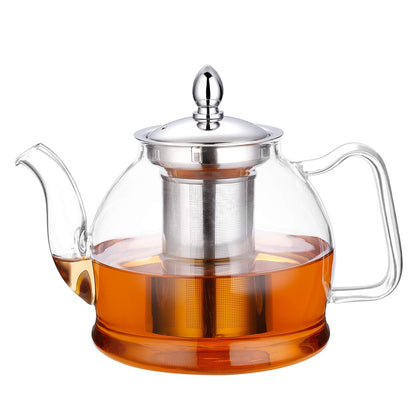 HIWARE 1000ml Glass Teapot with Removable Infuser, Stovetop Safe Tea Kettle, Blooming and Loose Leaf Tea Maker Set