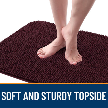 OLANLY Dog Door Mat - Absorbent Non-Slip Chenille Mud Mat for Muddy Paws | 47x32, Quick Dry, Russet