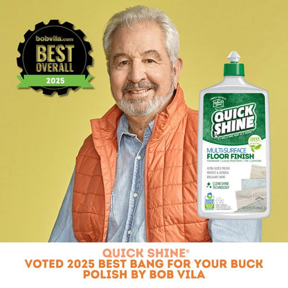 Quick Shine Multi-Surface Floor Finish-Polish 27oz-2pk | Safer Choice, No PFAS, pH Neutral Clean Shine Technology | Squirt & Spread | For Wood, Laminate, LVP, LVT, Tile & Stone | Made in USA