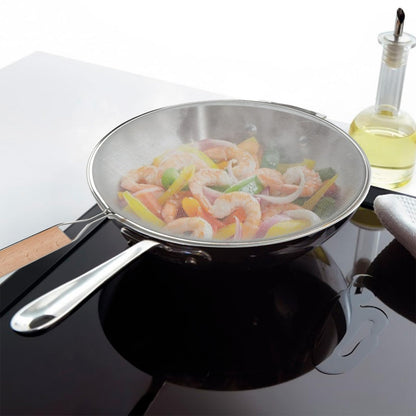 3 Pieces Grease Splatter Screen for Frying Pan, 21/25.5/29cm, with Wooden Handle