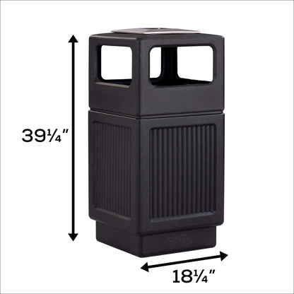 Safco Canmeleon Trash Can, 38 Gallons, Indoor and Outdoor Use, Durable & Weather-Resistant Commercial Garbage Can with Ashtray, Black