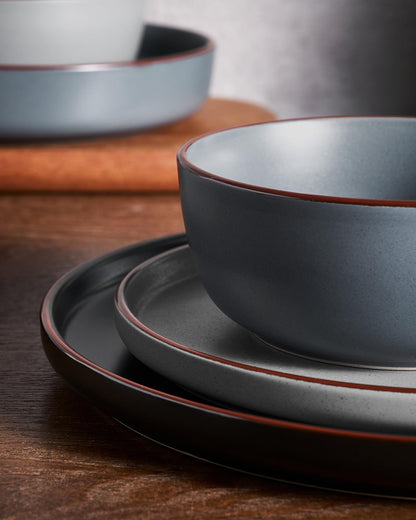 Famiware Mercury 24 Pieces Dinnerware Sets, Plates and Bowls Sets for 8, Microwave and Dishwasher Safe Dish Set, Multi-color