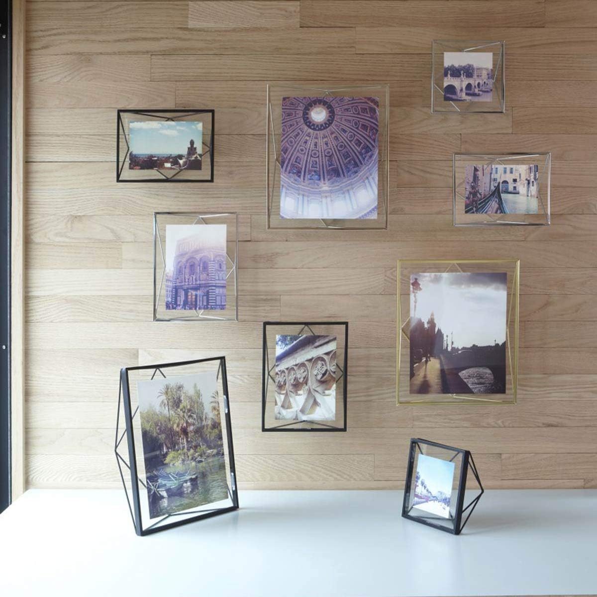 Umbra Prisma Picture Frame, 4 x 4 Photo Display for Desk or Wall, Copper