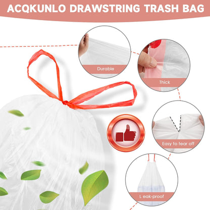 Magesh 6 Gallon Trash Bags - Unscented Drawstring Kitchen Garbage Bags | 125 Count, Strong & Thick