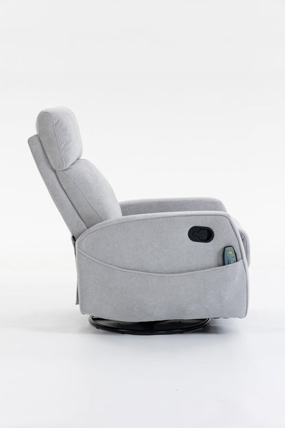 GDFStudio 360 Degree Swivel Accent Chair Manual Recliner Armchair Sofa Short Plush Upholstered Leisure Chair for Living Room Bedroom Office, Grey