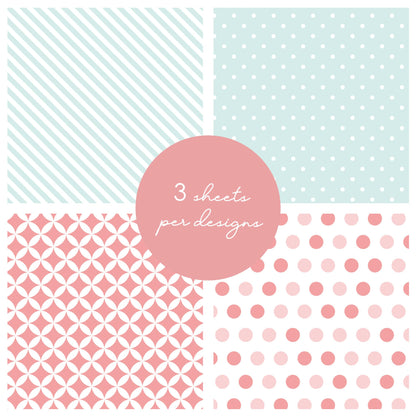 Desecraft 48 sheets 12x12 Scrapbooking Cardstock Decorative Paper Pack - Pink Collection - for Card Making Journaling Planner Origami Scrapbook Paper Scrapbook Materials Supplies