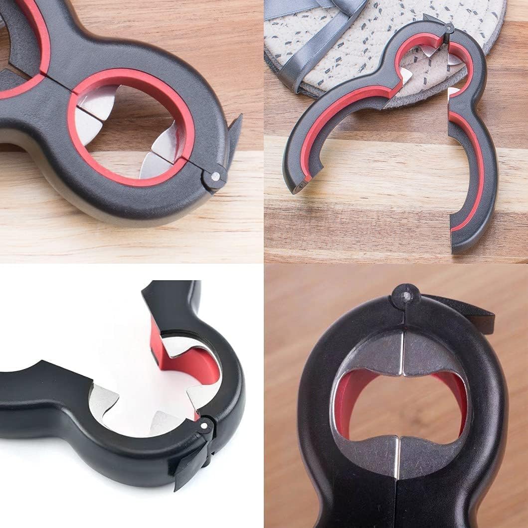 Can Opener for Seniors with Arthritis, Easy Opener with Silicone Gripper, Adjustable 6 in 1 Bottle Jar Lid Opener