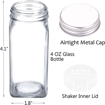 SWOMMOLY 24 396 Set, Countertop, Spice Rack Organizer with Empty Glass Spice Jars, Spice Labels with Chalk Marker