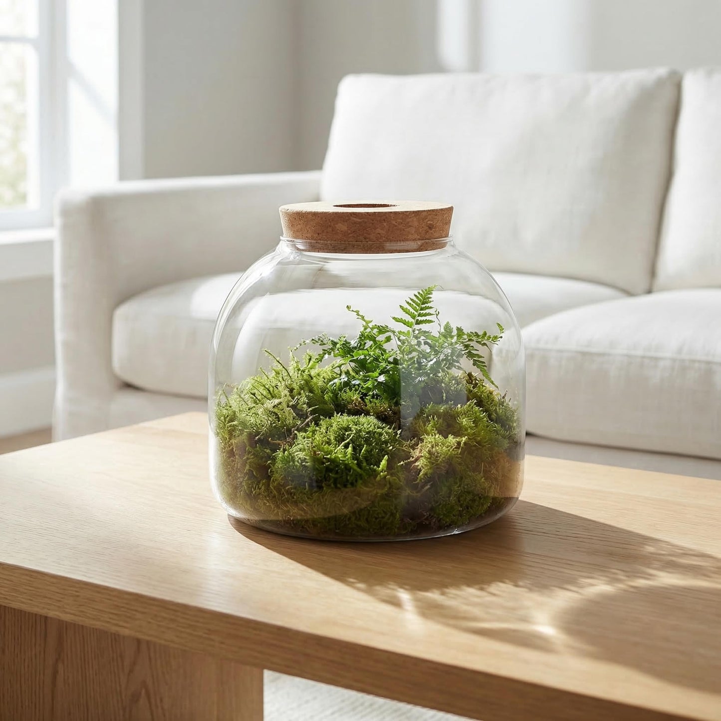 NUOBESTY Glass Terrarium Jar with Cork Lid, Hydroponic Plant Propagation Vase, Clear Round Betta Fish Bowl Tank for Moss Succulent Indoor Desktop Home Decor