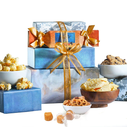 Broadway Basketeers Food Gift Basket Tower Snack Gifts for Families, College, Delivery for Appreciation, Thank You, Corporate, Get Well Soon, Care Package