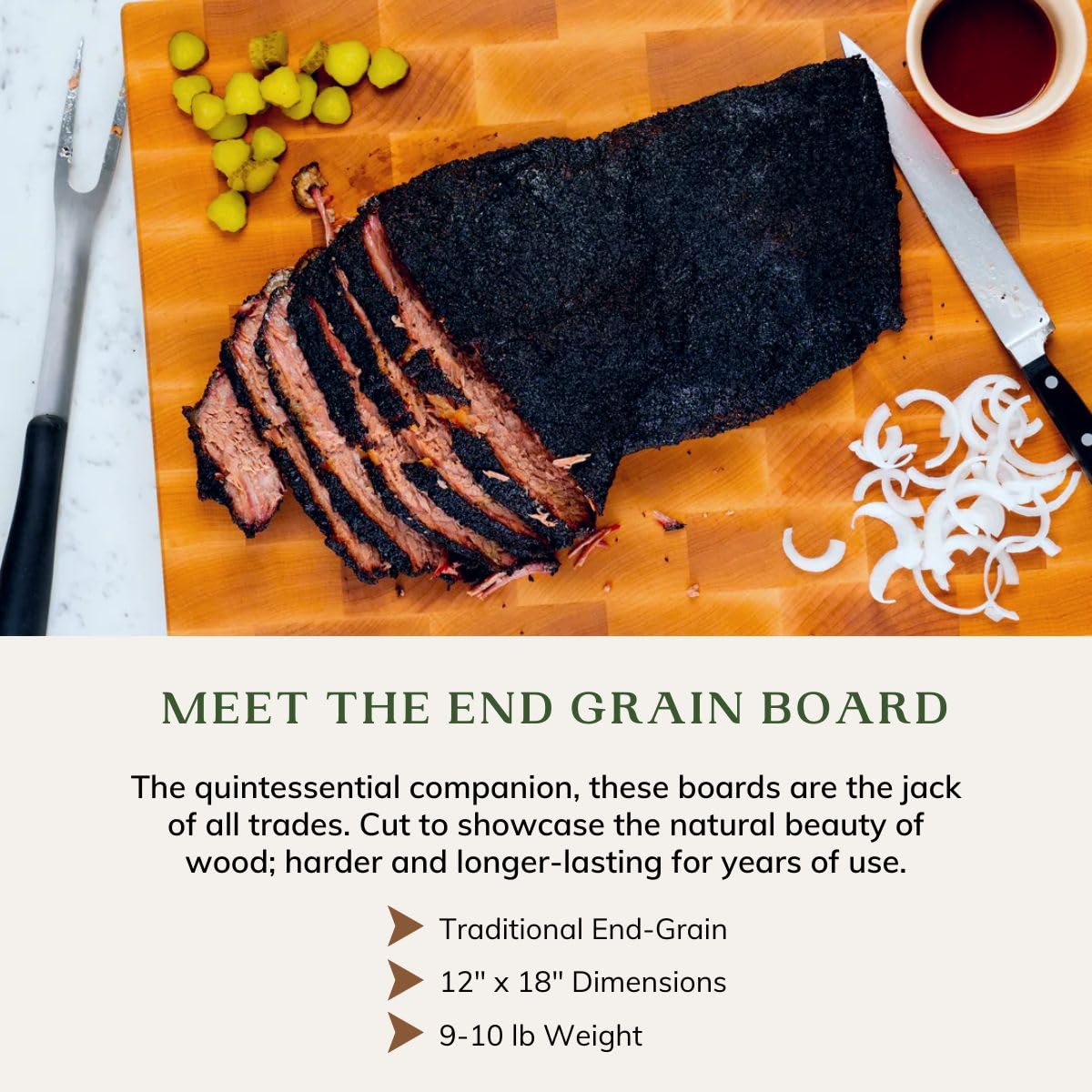 The Boardsmith Maple End Grain Cutting Board - Premium End Grain Butcher Block Wood Cutting Board for Kitchen - Food-Safe, Non-Slip, Sustainably Sourced Maple Wood (Medium)