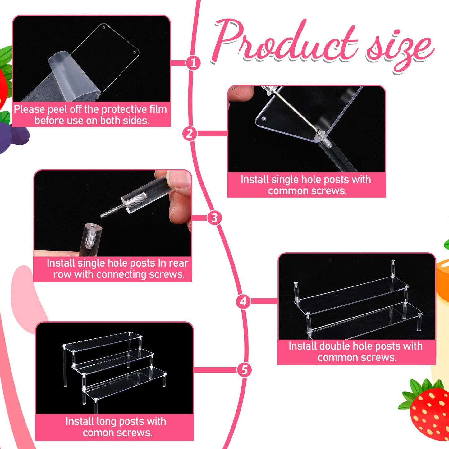 3 PACKS Acrylic Riser Clear Display Stand Perfume Stand Organizer Clear Shelf 3 Tier Cupcake Display Stands Clears Acrylic Shelf Risers for Collectibles, Dessert Shelves for Decoration and Organizer