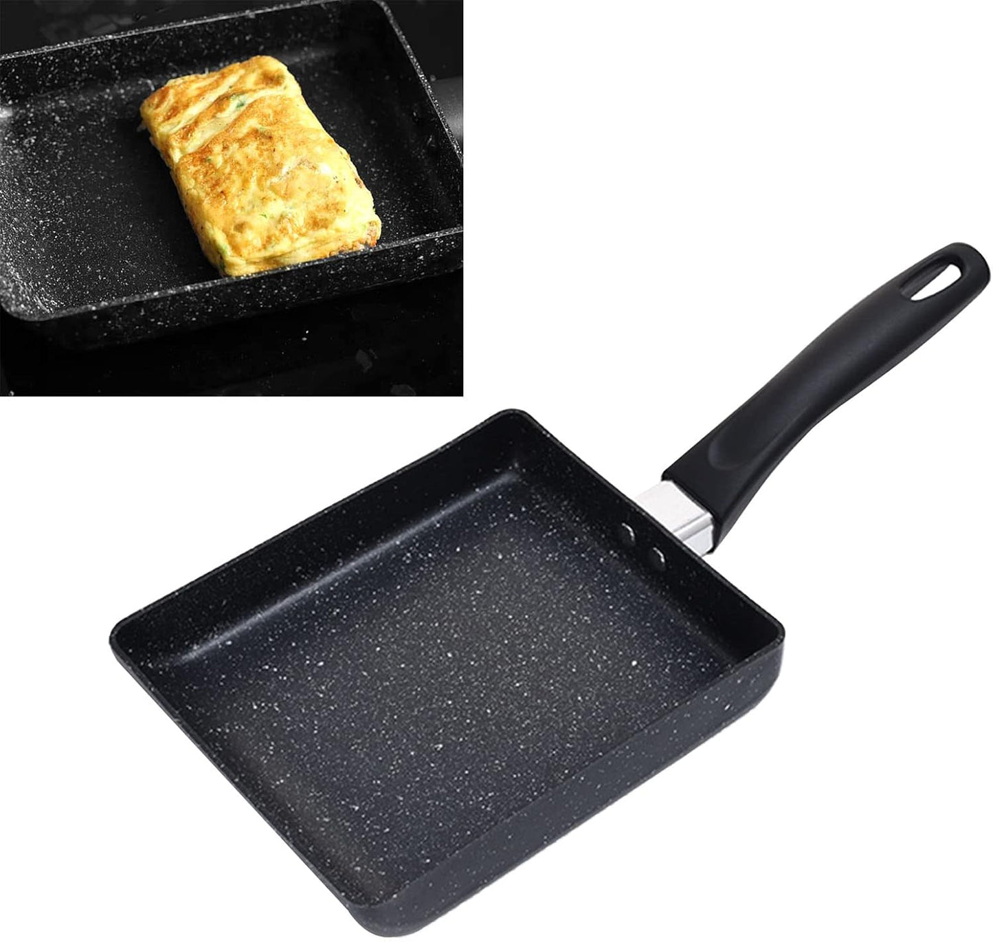 Zerodis Non Stick Omelet Pan, Lightweight Portable Cookware with Silicone Handle, Mini Japanese Frying Pan