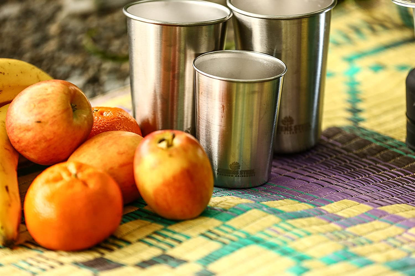 Greens Steel #1 Premium Stainless Steel Cup, 16 oz Pint Cups (4 Pack) Premium Metal Cups - Stackable Durable Cup