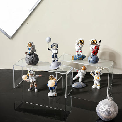 Limbeuuu 4 Pack Acrylic Risers Display Stands, Display Stands for Collectibles, Clear Acrylic Shelf for Show Decor, Toys, Cupcake (9.4 x 3.1 x 4.3 inches)