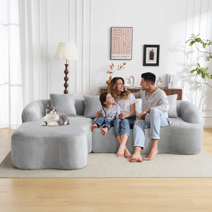 104.7” Cloud Sectional Sofa with Chaise Lounge, Boneless Curved Couch, Deep Seat Chenille Fabric Oversized Modern Sofa for Apartment Living Room