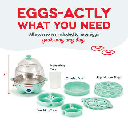 Dash Deluxe Egg Cooker - Boiler, Poacher & Steamer - Includes Measuring & Recipe Guide - Dishwasher Safe - BPA Free - Holds 12 Eggs, Aqua