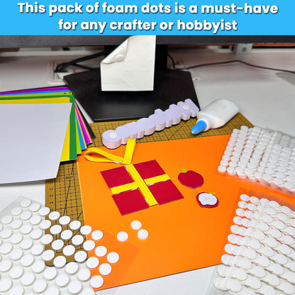 Tikfoam 1000Pcs Double Sided Adhesive Foam Dots, 2mm and 1mm Thick Tape for Craft, Card Making, Marked Candles, Scrapbook, Poster and DIY Projects