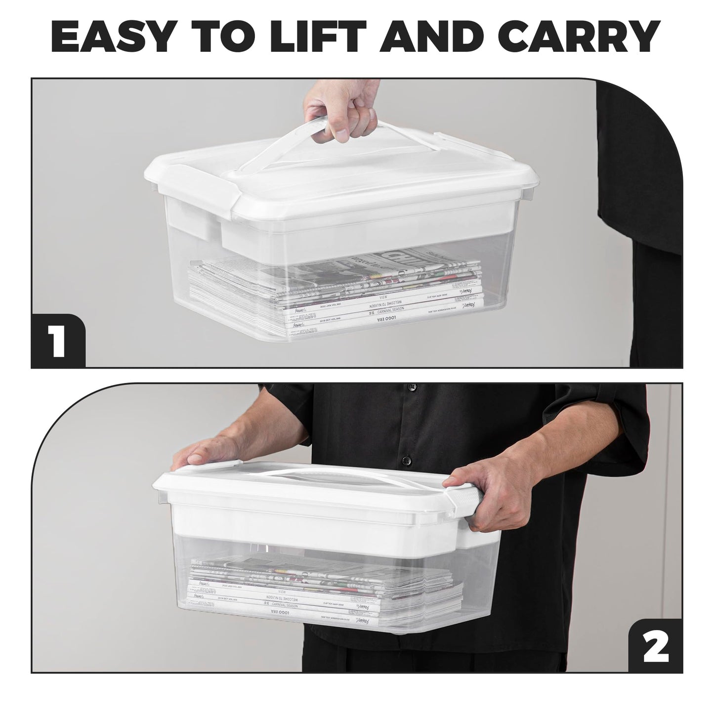 CraftGenes Craft Storage Box with Removable Tray, 20 QT Clear Plastic Organizer with Lids, White Playdoh Storage Containers for Crafts Supplies, Tools, Puzzles