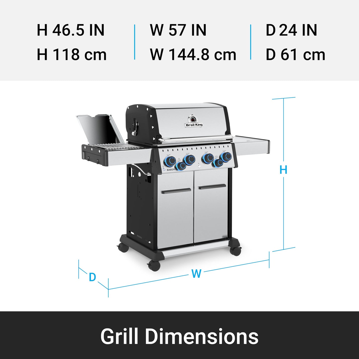 Broil King 677344 Baron S 490 Pro IR 4-Burner Pellet Ready Propane Gas Grill in Stainless Steel with Infrared Infrared Side Burner and Rear Rotisserie Burner