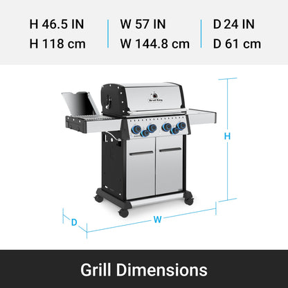 Broil King 677344 Baron S 490 Pro IR 4-Burner Pellet Ready Propane Gas Grill in Stainless Steel with Infrared Infrared Side Burner and Rear Rotisserie Burner