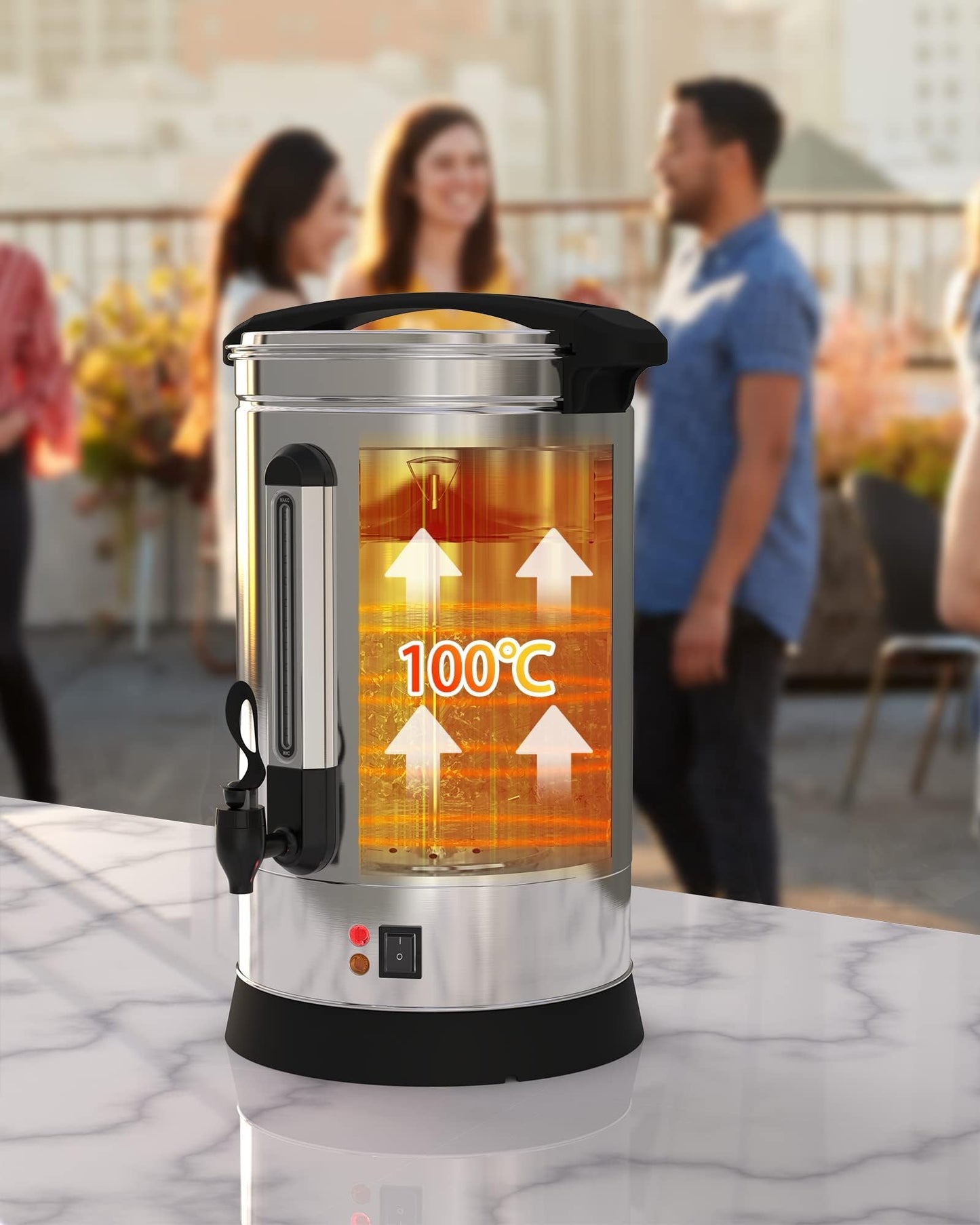 120 Cup Coffee Urn, 18L/4.8Gal Large Capacity Stainless Steel Hot Beverage Dispenser, Fast Brew Rapid Extraction, Auto Temperature Control Faucet, Commercial Hot Water Urn for Party Buffet Catering