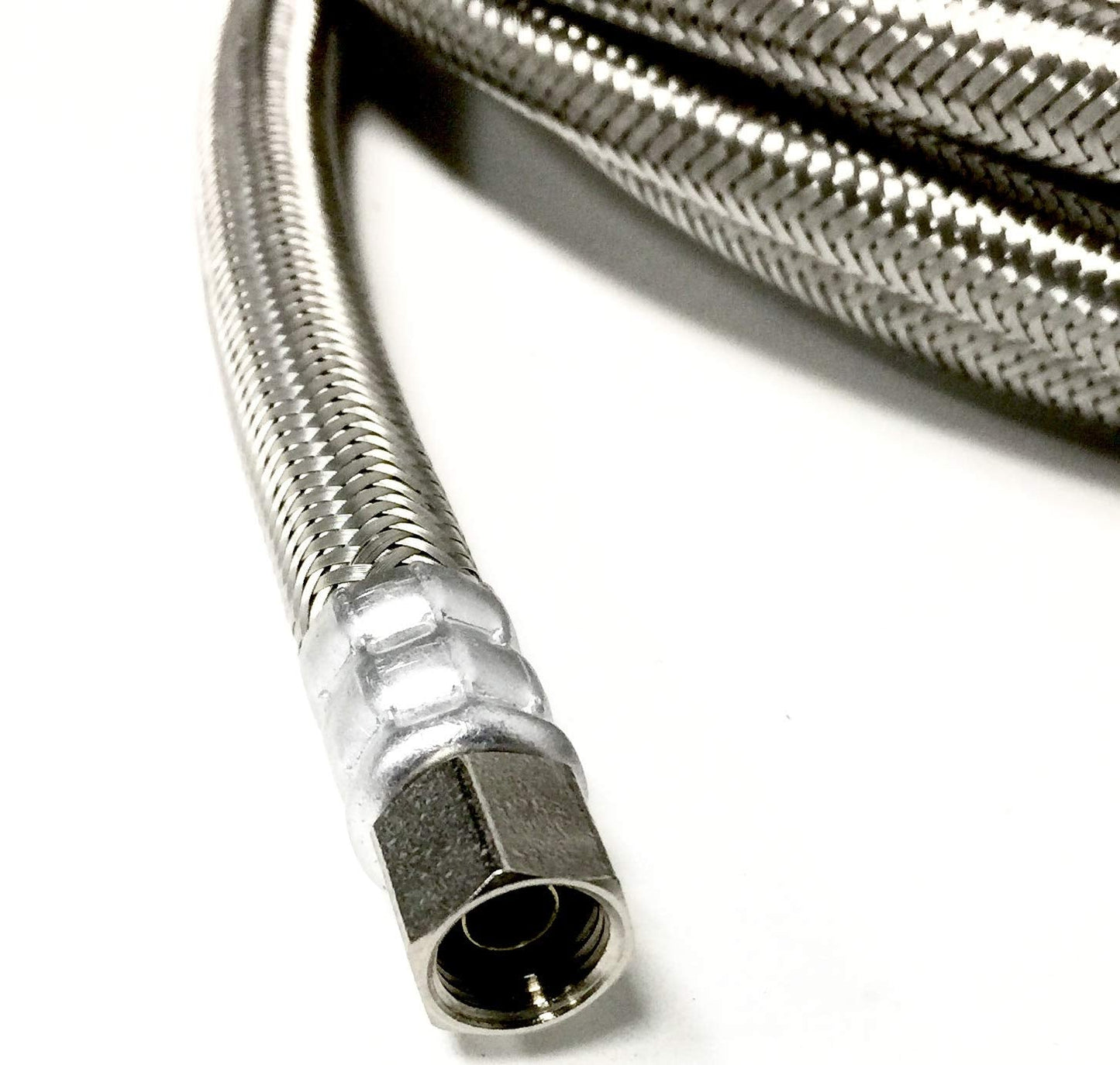 10 FT Stainless Steel Braided Ice Maker Hose with 1/4" Comp Connection
