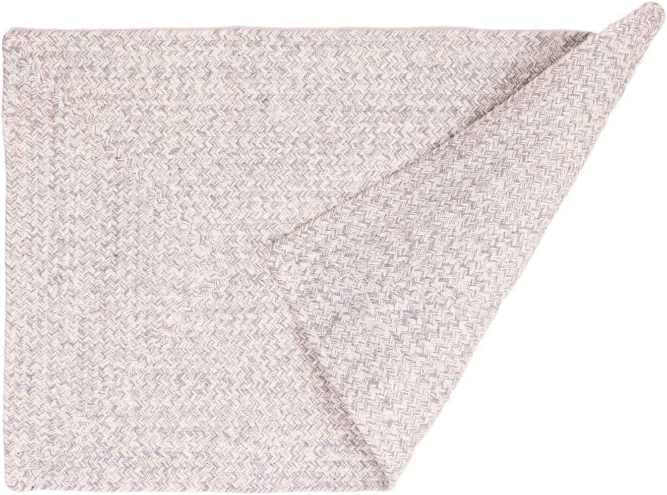 Super Area Rugs Farmhouse Braided Rug, Cotton Kitchen Reversible Carpet, Gray & White, 2' X 3'