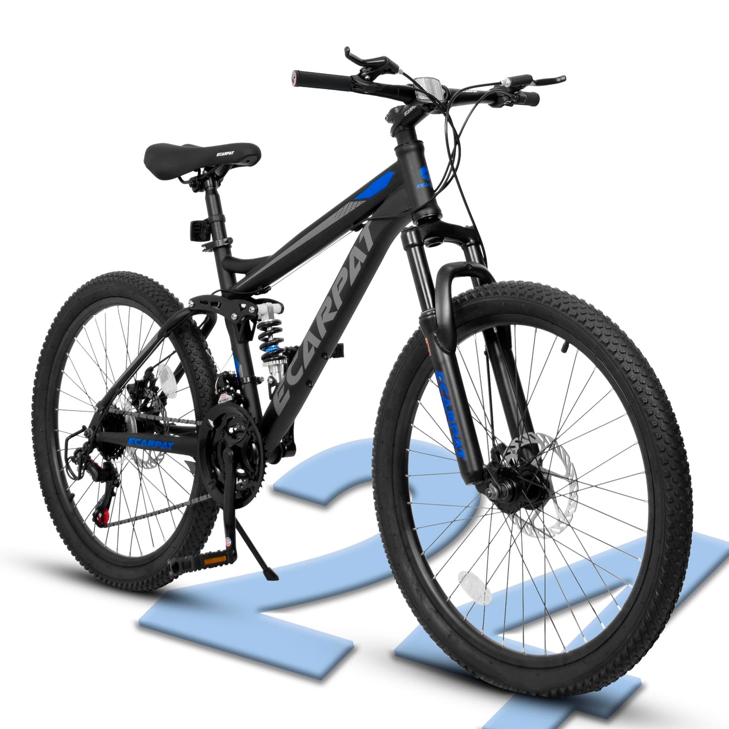 Ecarpat Mountain Bike 24 Inch Wheel, 21-Speed Disc Brakes Thumb Shifter, Carbon Steel Frame Mens Trail Commuter City Snow Mountain Bikes Bicycles