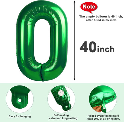 Number 0 Balloons - 40 Inch Dark Green Birthday Decorations for Milestone Events & Baby Showers