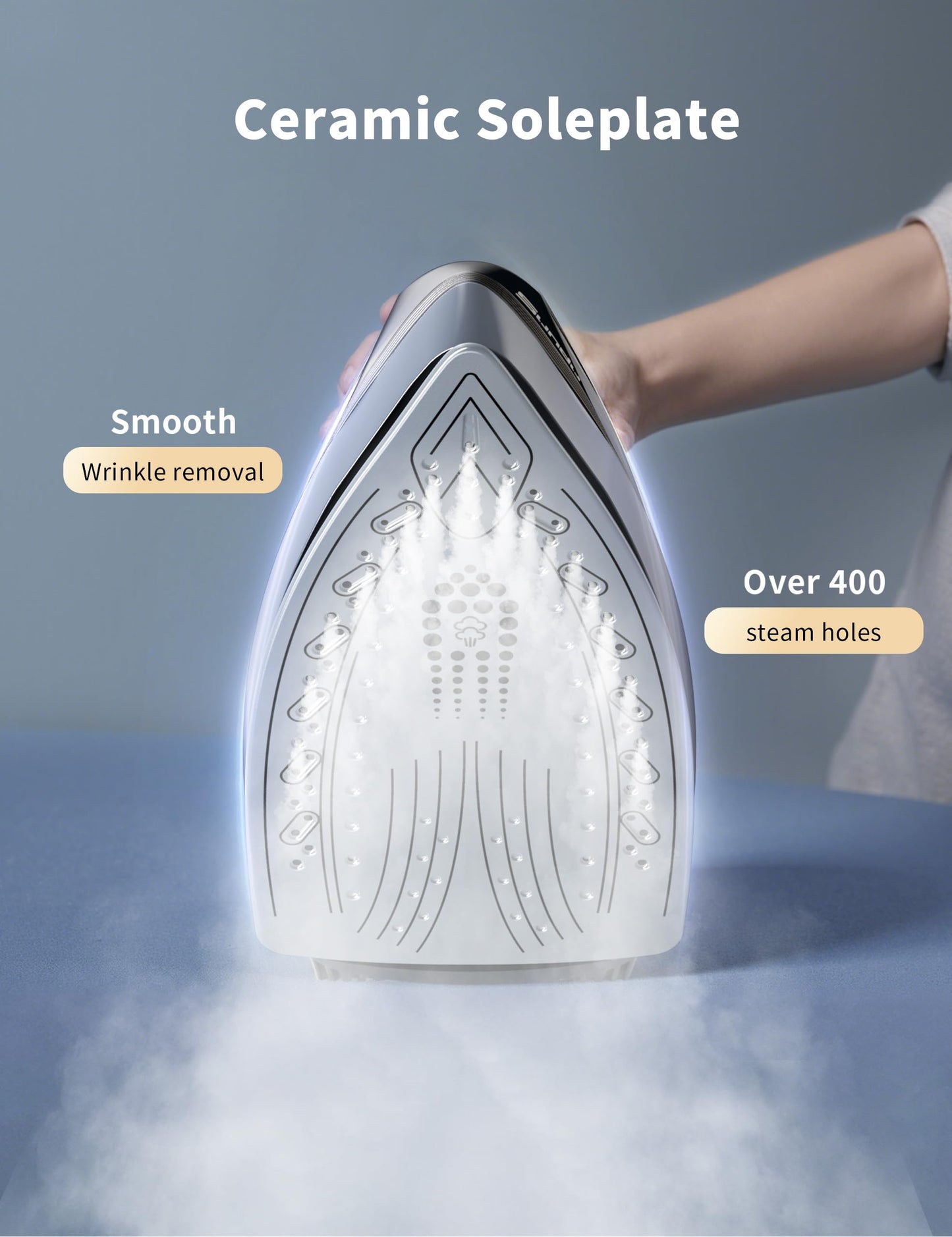 Sundu Mini Travel Steam Iron, 1000W Portable Small Iron with Non-Stick Plate, 300 Steam Holes, 90ml Tank, Safety Base & Digital Temp Control for Quilting Sewing Classic Black