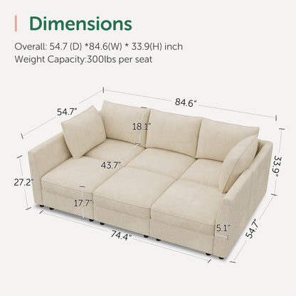 HONBAY Modular Sofa Sectional Sleeper Couch with Storage Modular Couch Convertible Couches for Living Room - Beige