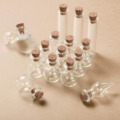 Patelai 50 Pcs Mini Glass Bottles Jars - Tiny Cork Stoppers for DIY Decor, Wishing Message Jars for Parties