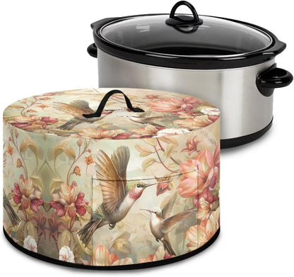 Hummingbird Flower Crock Pot Cover for 6 7 8 Quart Slow Cooker, Dust Cover to Keep Kitchen Appliances Clean