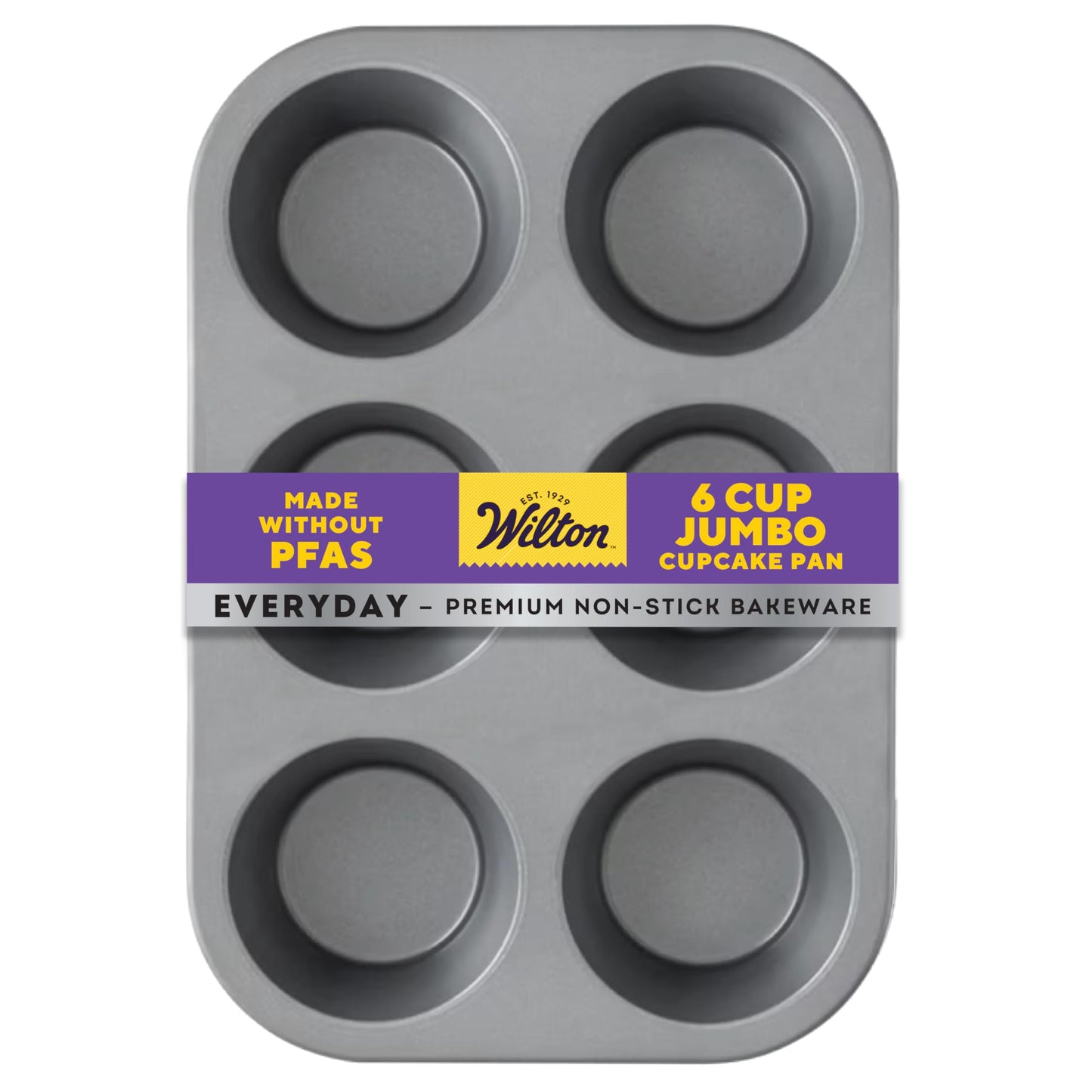 Wilton Everyday Non Stick Jumbo Muffin Pan for Oversized Muffins and Cupcakes, Made without PFAs, 6 Cup Capacity