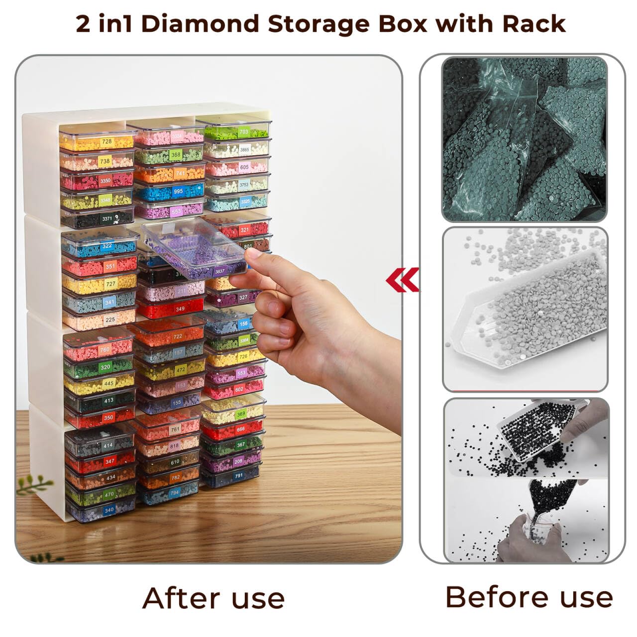 30 Piece Set of Diamond Painting Storage Containers, 2-in-1 Diamond Painting Trays and Racks, Diamond Art Accessories, Diamond Art Diamond Storage